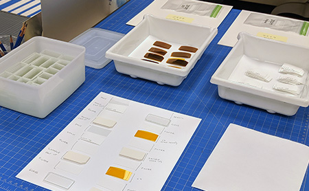 Material samples are being prepared for testing